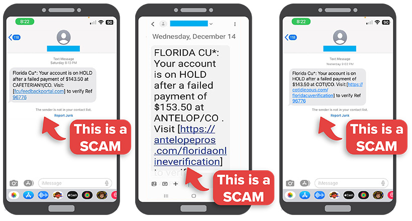 sample scam alert messages